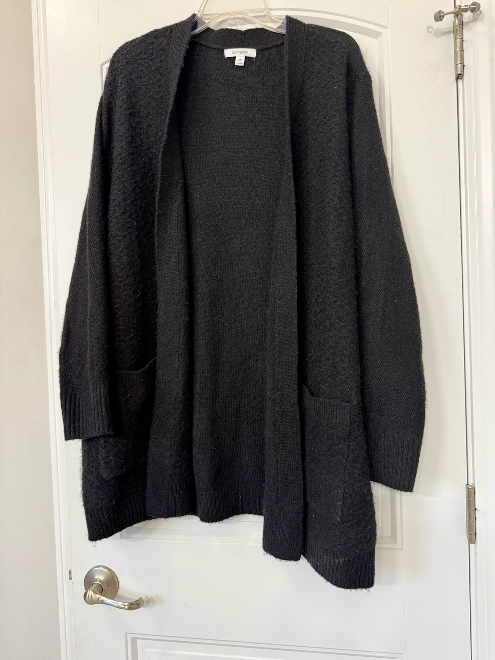 Monograph plus size Open-Front Black Women's Cardigan Sweater